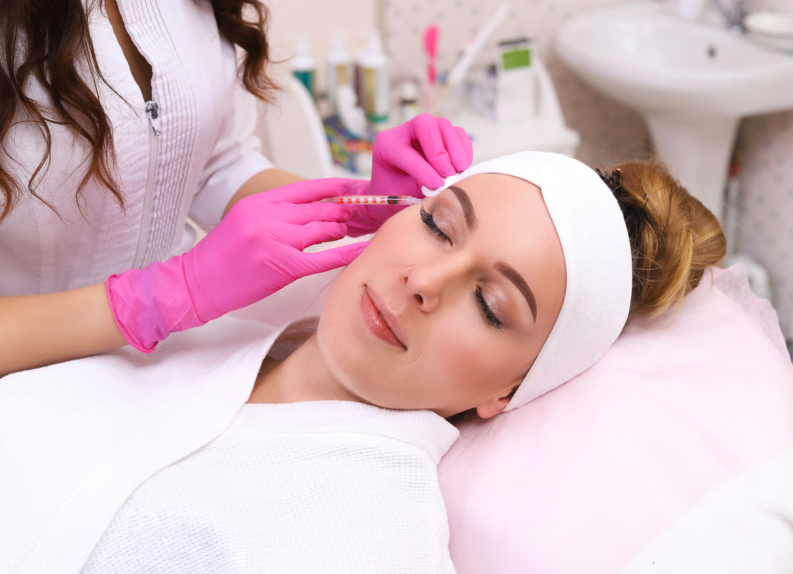 Mesotherapy injections in the face.